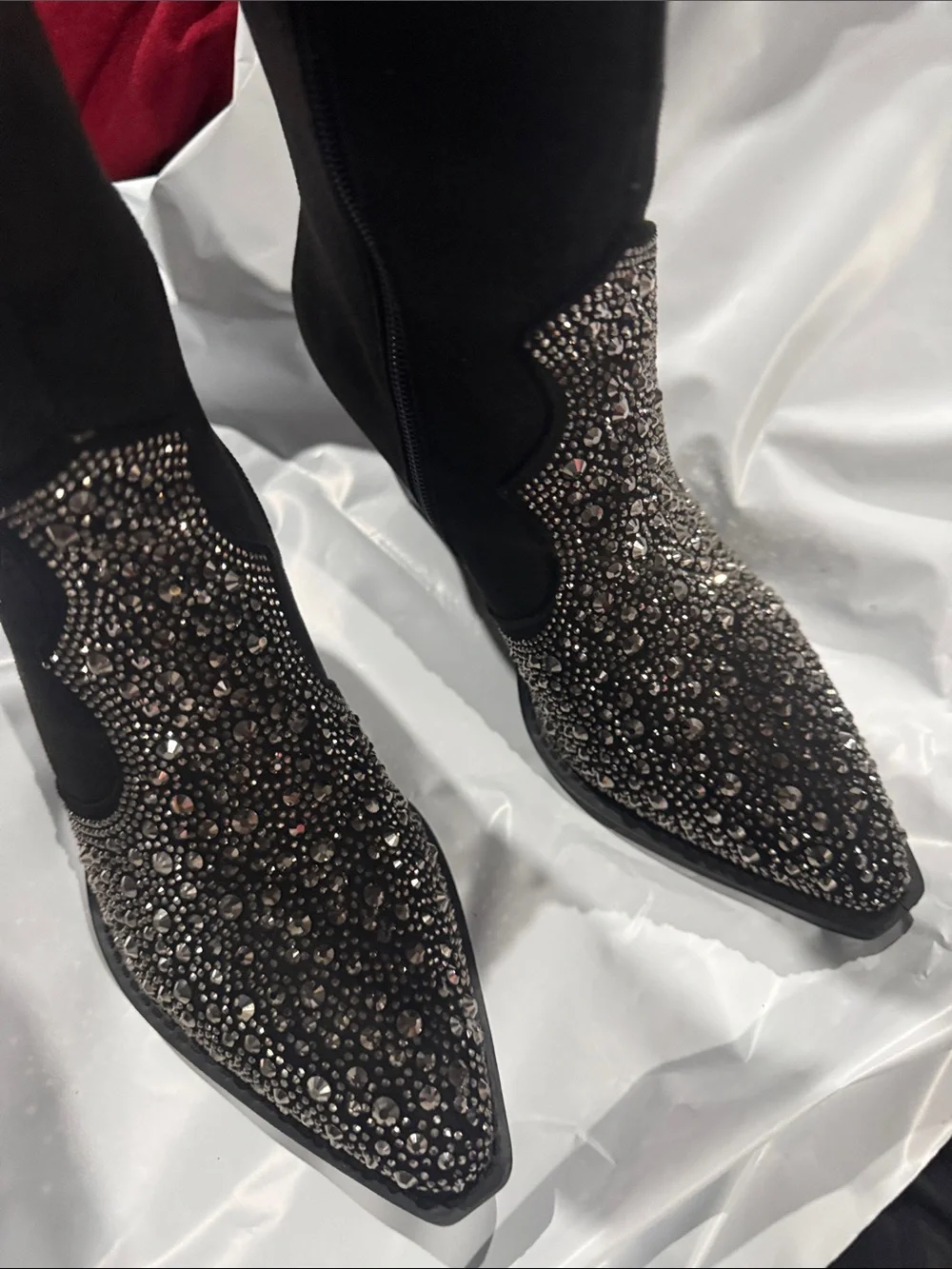Embellished Black Western Ankle Boots